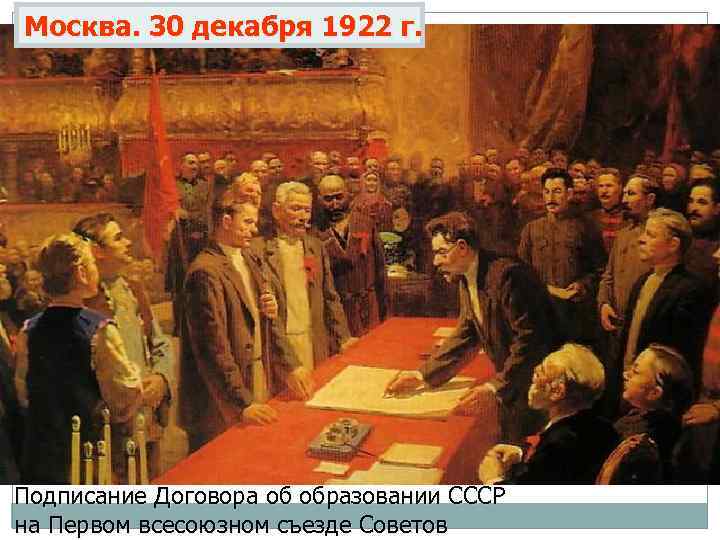 Москва. 30 декабря 1922 г. Подписание Договора об образовании СССР на Первом всесоюзном съезде