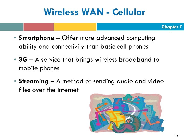 Wireless WAN - Cellular Chapter 7 • Smartphone – Offer more advanced computing ability