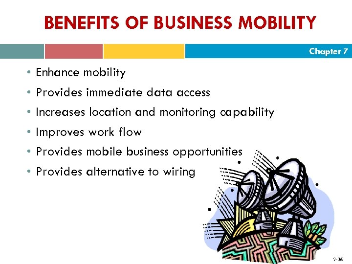 BENEFITS OF BUSINESS MOBILITY Chapter 7 • Enhance mobility • Provides immediate data access