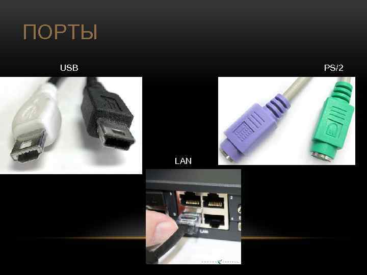 ПОРТЫ USB PS/2 LAN 