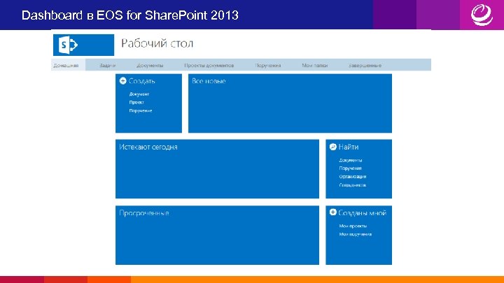 Dashboard в EOS for Share. Point 2013 