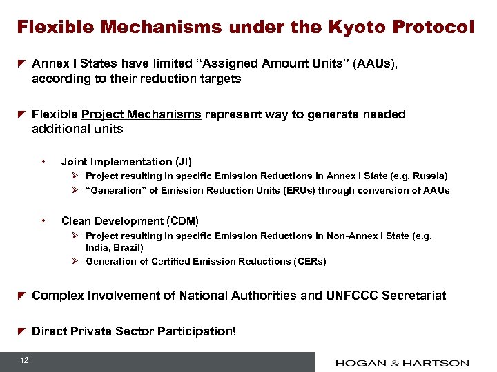 Flexible Mechanisms under the Kyoto Protocol z Annex I States have limited “Assigned Amount