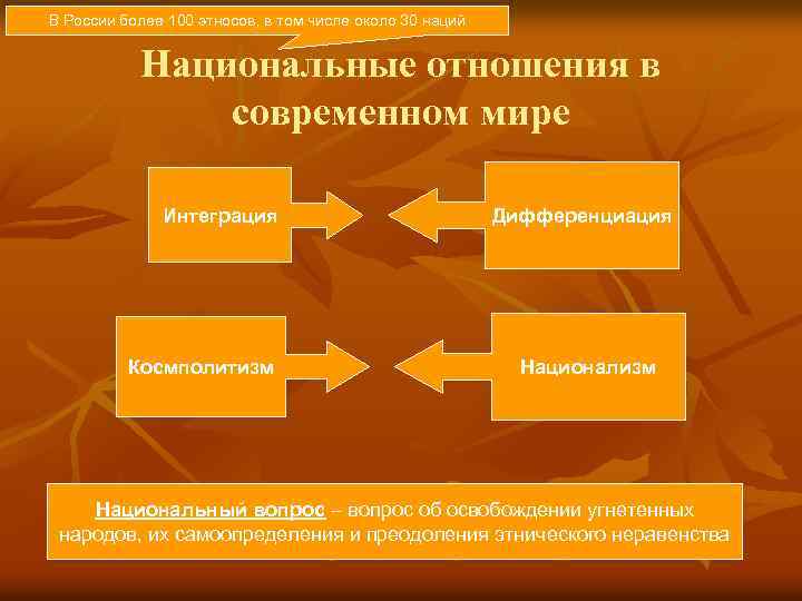 В России более 100 этносов, в том числе около 30 наций Национальные отношения в