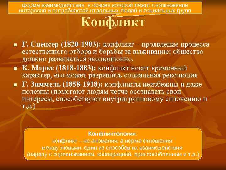 форма взаимодействия, в основе которой лежит столкновение интересов и потребностей отдельных людей и социальных