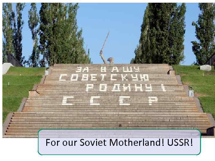 For our Soviet Motherland! USSR! 