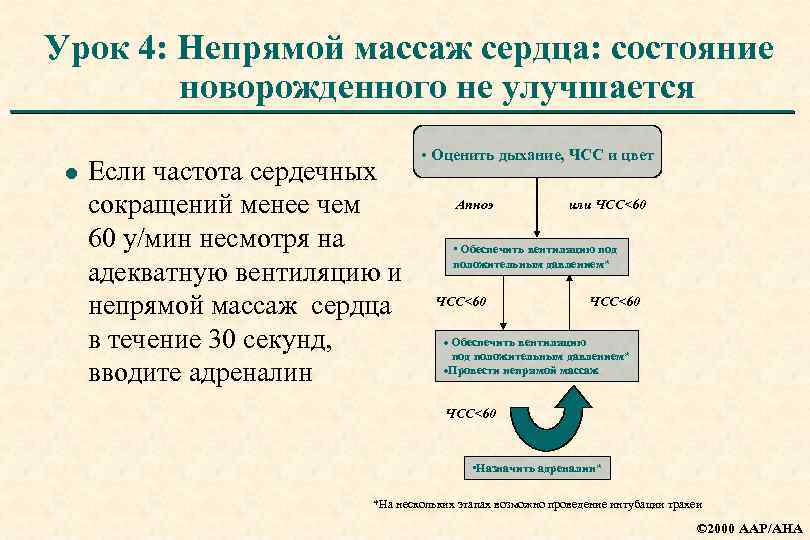 Урок 4: Непрямой массаж сердца: состояние новорожденного не улучшается l Если частота сердечных сокращений