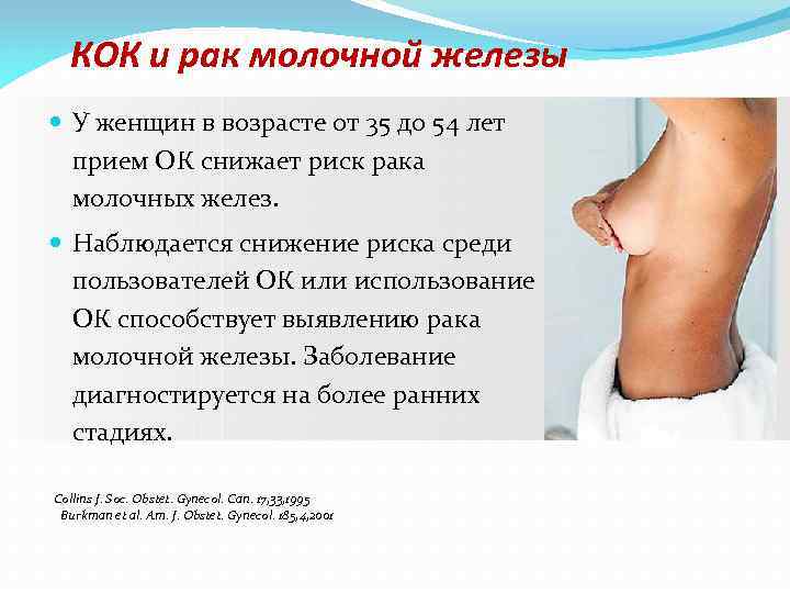 КOК и рак молочной железы У женщин в возрасте от 35 дo 54 лет