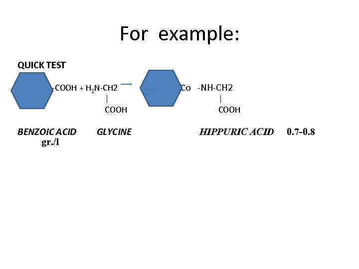 For example: QUICK TEST -COOH + H 2 N-CH 2 Сo -NH-CH 2 |