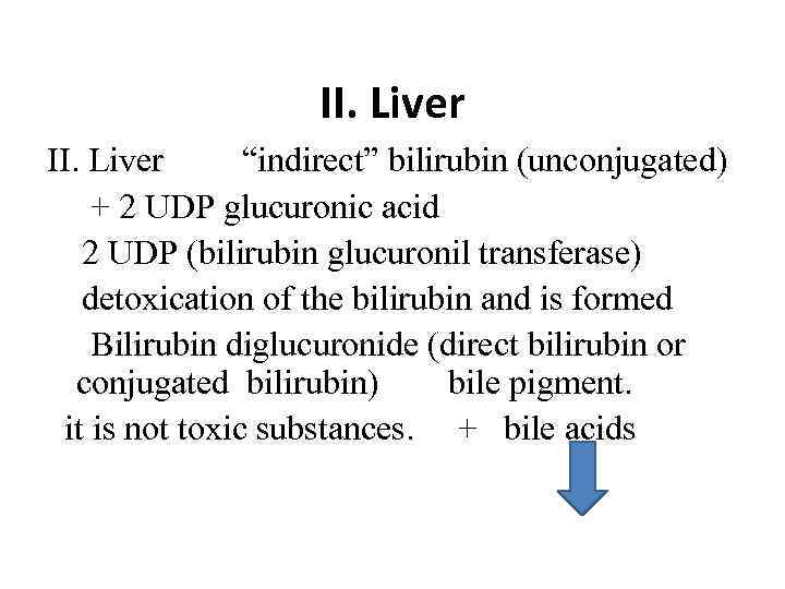 II. Liver “indirect” bilirubin (unconjugated) + 2 UDP glucuronic acid 2 UDP (bilirubin glucuronil