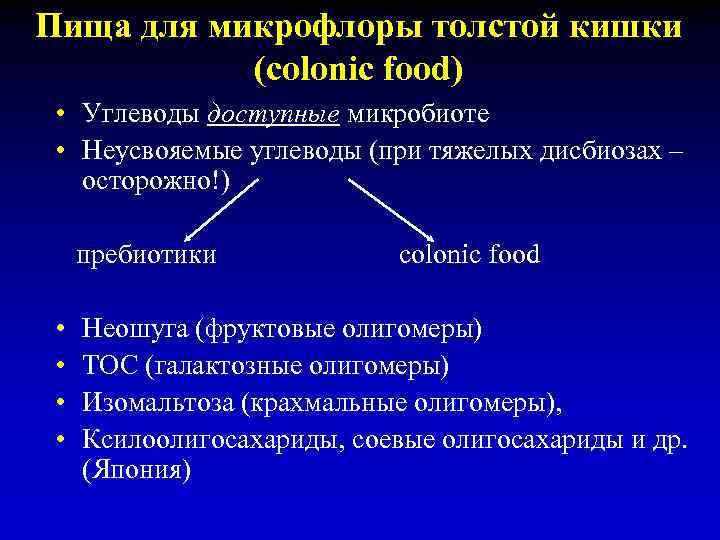 Пища для микрофлоры толстой кишки (colonic food) • Углеводы доступные микробиоте • Неусвояемые углеводы