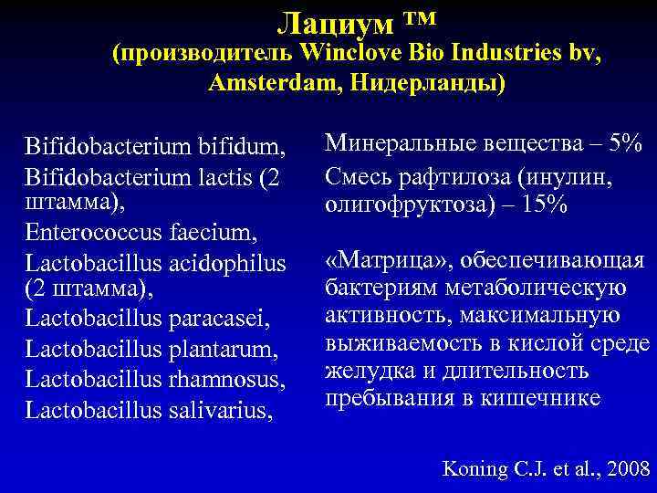 Лациум ™ (производитель Winclove Bio Industries bv, Amsterdam, Нидерланды) Bifidobacterium bifidum, Bifidobacterium lactis (2