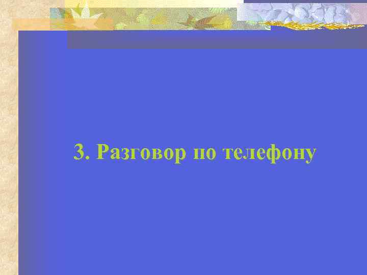 3. Разговор по телефону 