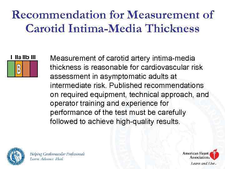 Recommendation for Measurement of Carotid Intima-Media Thickness I IIa IIb III Measurement of carotid