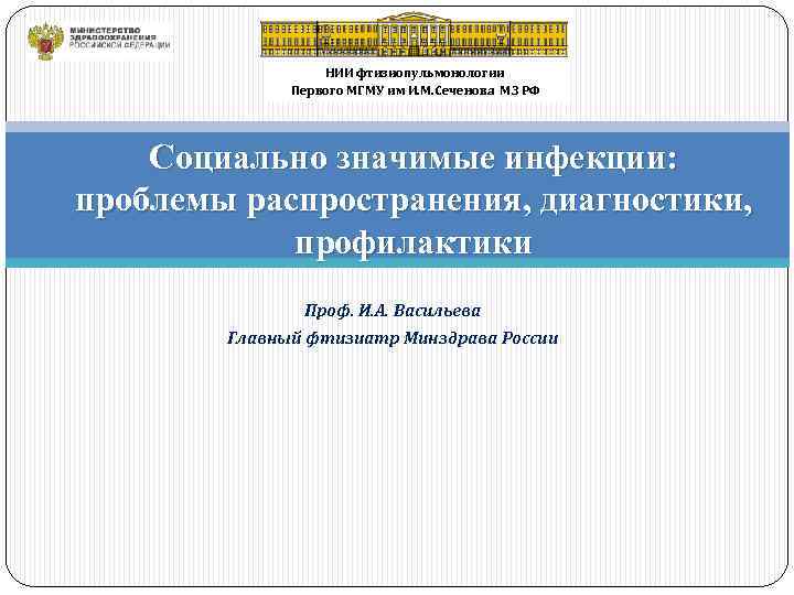 НИИ фтизиопульмонологии Первого МГМУ им И. М. Сеченова МЗ РФ Социально значимые инфекции: проблемы