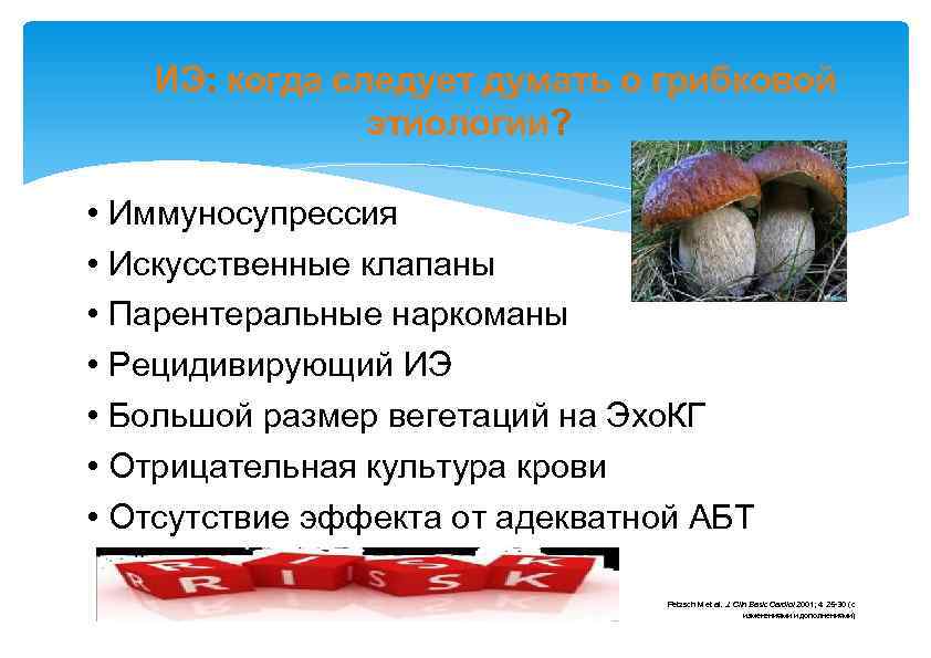 ИЭ: когда следует думать о грибковой этиологии? • Иммуносупрессия • Искусственные клапаны • Парентеральные