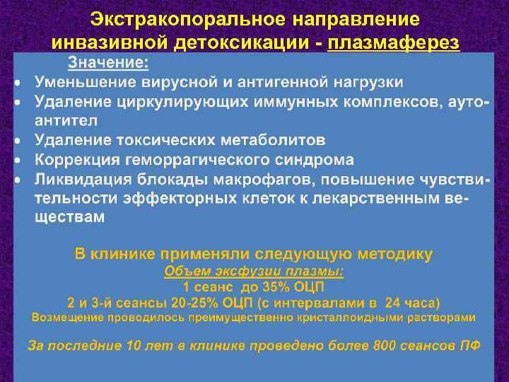 Экстракопоральное направление инвазивной детоксикации - плазмаферез 