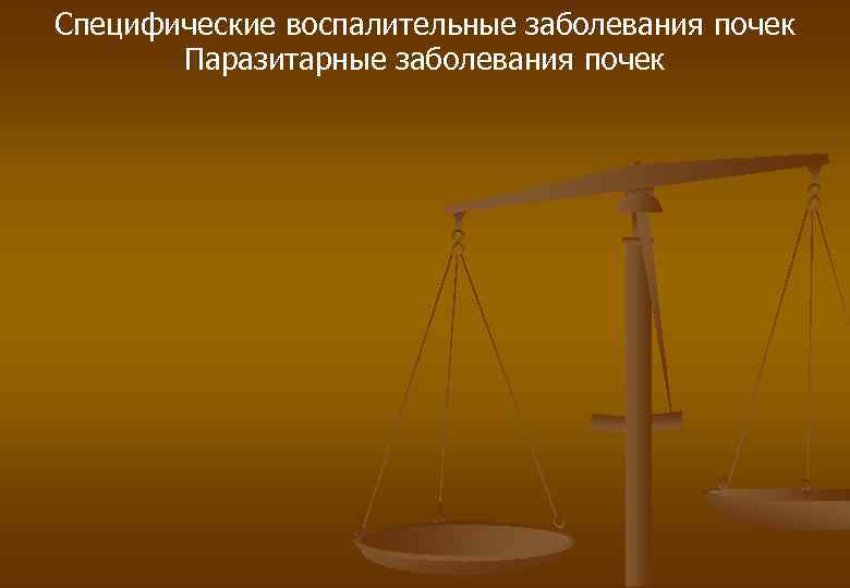 Специфические воспалительные заболевания почек Паразитарные заболевания почек 