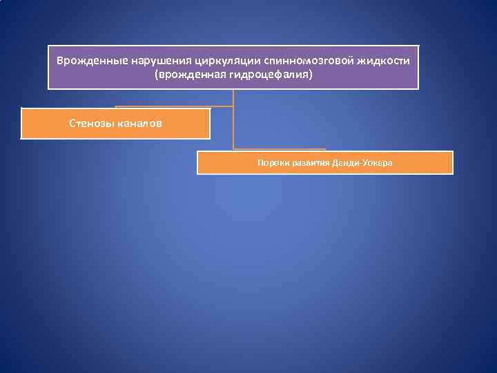 Врожденные нарушения циркуляции спинномозговой жидкости (врожденная гидроцефалия) Стенозы каналов Пороки развития Денди-Уокера 