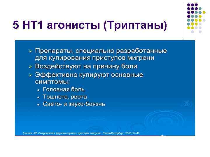 5 НТ 1 агонисты (Триптаны) 