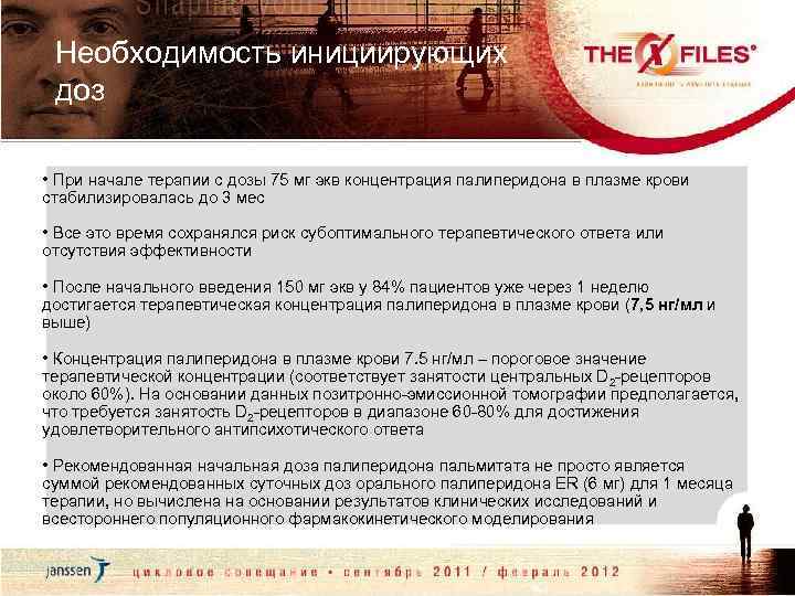 Необходимость инициирующих доз • При начале терапии с дозы 75 мг экв концентрация палиперидона