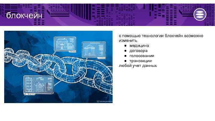 блокчейн с помощью технологии блокчейн возможно изменить ● медицина ● договора ● голосования ●