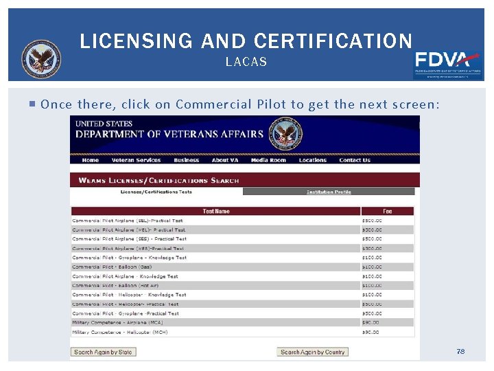 LICENSING AND CERTIFICATION LACAS Once there, click on Commercial Pilot to get the next