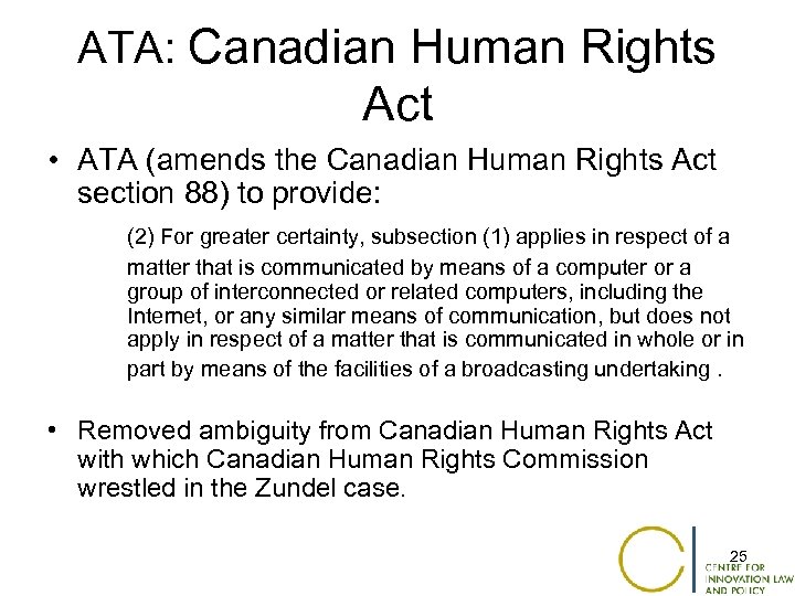 ATA: Canadian Human Rights Act • ATA (amends the Canadian Human Rights Act section