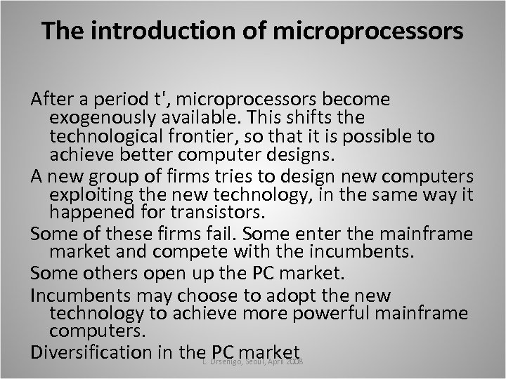 The introduction of microprocessors After a period t', microprocessors become exogenously available. This shifts