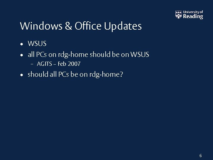 Windows & Office Updates • WSUS • all PCs on rdg-home should be on