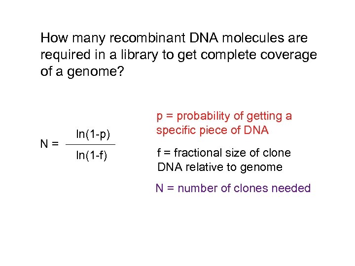 How many recombinant DNA molecules are required in a library to get complete coverage