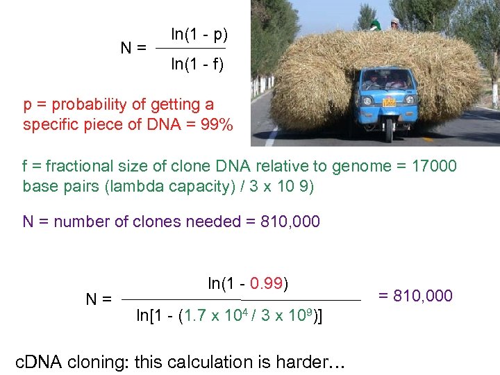 N= ln(1 - p) ln(1 - f) p = probability of getting a specific