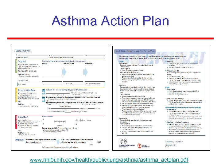 Asthma Action Plan www. nhlbi. nih. gov/health/public/lung/asthma_actplan. pdf 