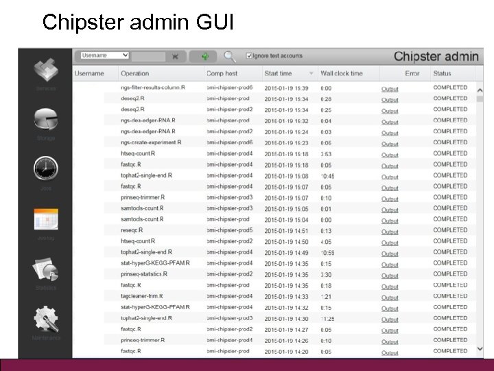 Chipster admin GUI 