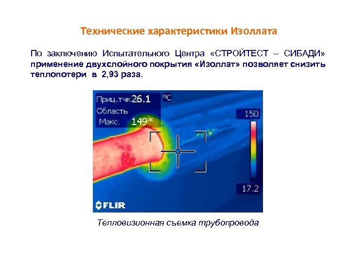  Технические характеристики Изоллата По заключению Испытательного Центра «СТРОЙТЕСТ – СИБАДИ» применение двухслойного покрытия
