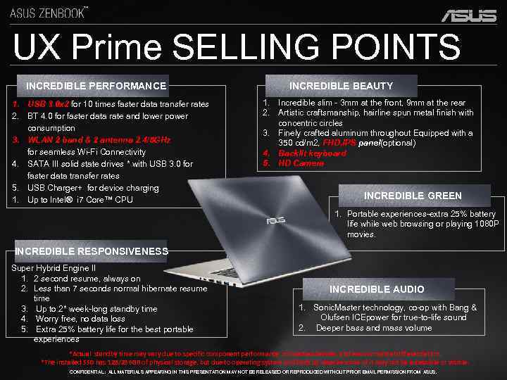 UX Prime SELLING POINTS INCREDIBLE PERFORMANCE 1. USB 3. 0 x 2 for 10