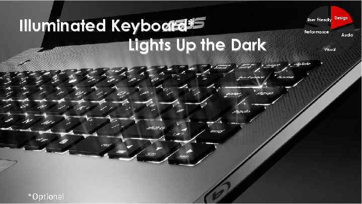 Illuminated Keyboard* Lights Up the Dark *Optional User Friendly Design Performance Visual Audio 