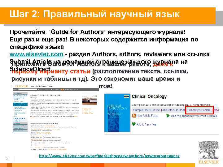 Шаг 2: Правильный научный язык Прочитайте ‘Guide for Authors’ интересующего журнала! Еще раз и