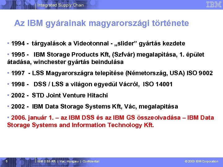 Integrated Supply Chain Az IBM gyárainak magyarországi története • 1994 - tárgyalások a Videotonnal