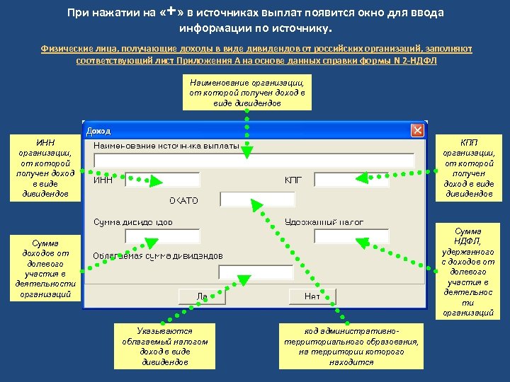 При нажатии на «+» в источниках выплат появится окно для ввода информации по источнику.