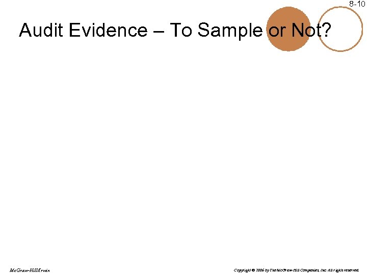 8 -10 Audit Evidence – To Sample or Not? Mc. Graw-Hill/Irwin Copyright © 2006