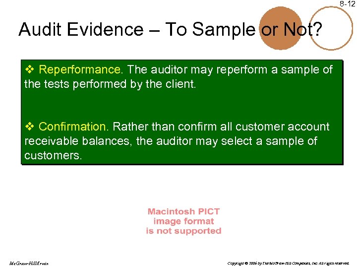 8 -12 Audit Evidence – To Sample or Not? v Reperformance. The auditor may