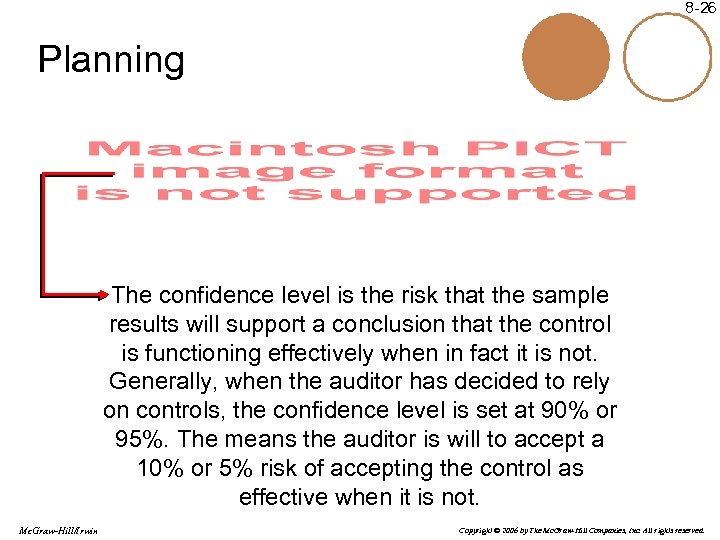8 -26 Planning The confidence level is the risk that the sample results will