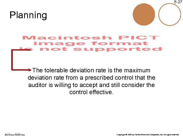 8 -27 Planning The tolerable deviation rate is the maximum deviation rate from a