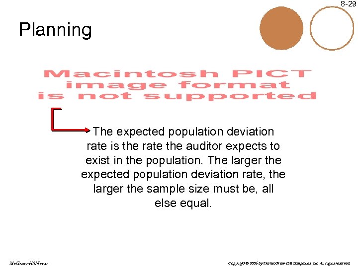 8 -29 Planning The expected population deviation rate is the rate the auditor expects