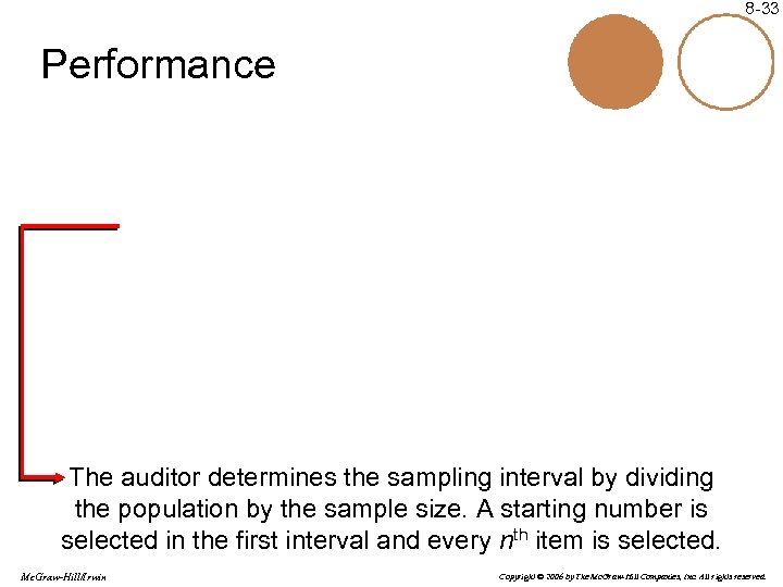 8 -33 Performance The auditor determines the sampling interval by dividing the population by