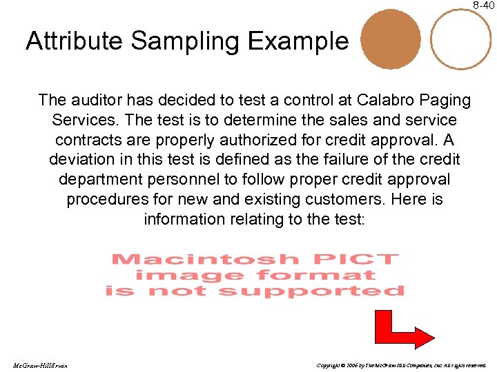 8 -40 Attribute Sampling Example The auditor has decided to test a control at