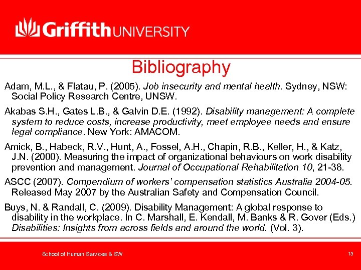 Bibliography Adam, M. L. , & Flatau, P. (2005). Job insecurity and mental health.