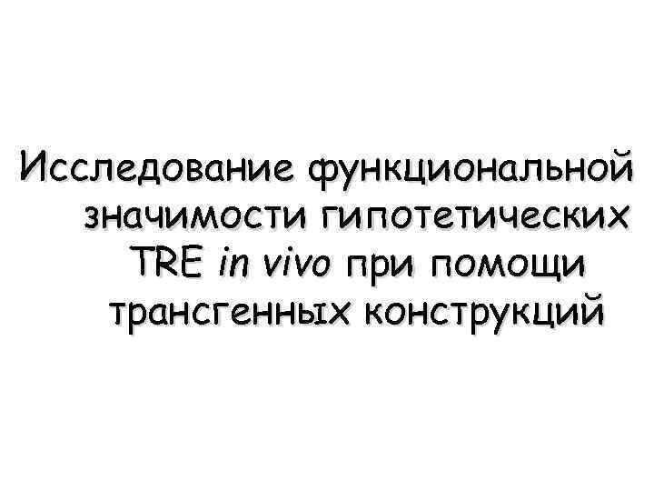 Исследование функциональной значимости гипотетических TRE in vivo при помощи трансгенных конструкций 