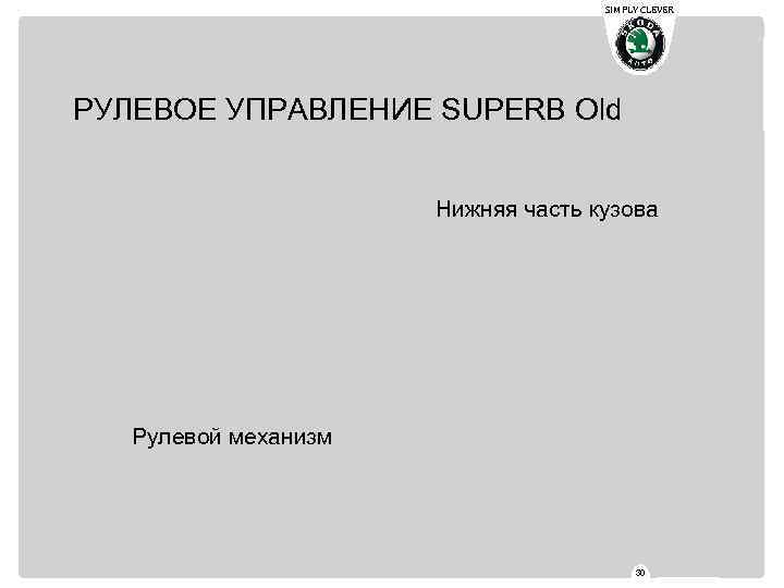 SIMPLY CLEVER РУЛЕВОЕ УПРАВЛЕНИЕ SUPERB Old Нижняя часть кузова Рулевой механизм 30 