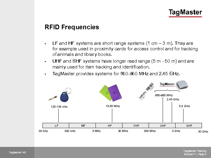 RFID Frequencies § § § LF and HF systems are short range systems (1